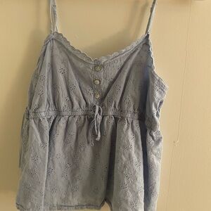 Women's Blue Eyelet Top